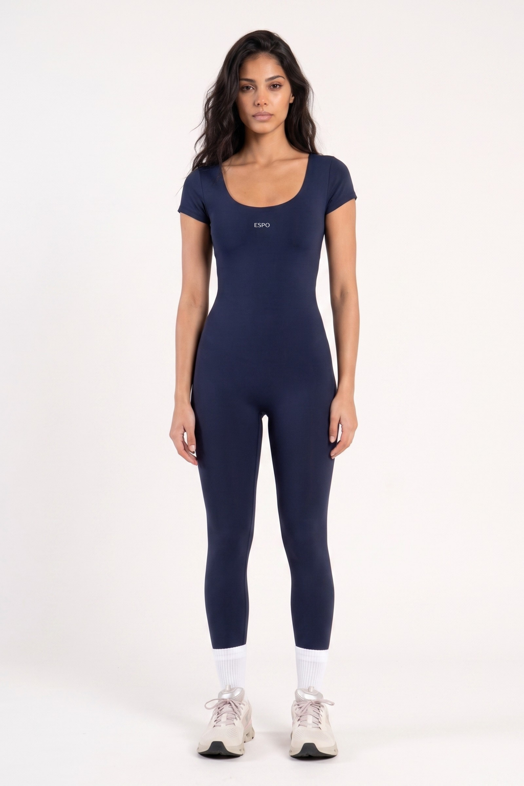 WIDE NECK SHORT SLEEVE JUMPSUIT