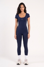WIDE NECK SHORT SLEEVE JUMPSUIT