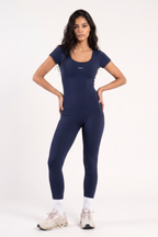 WIDE NECK SHORT SLEEVE JUMPSUIT