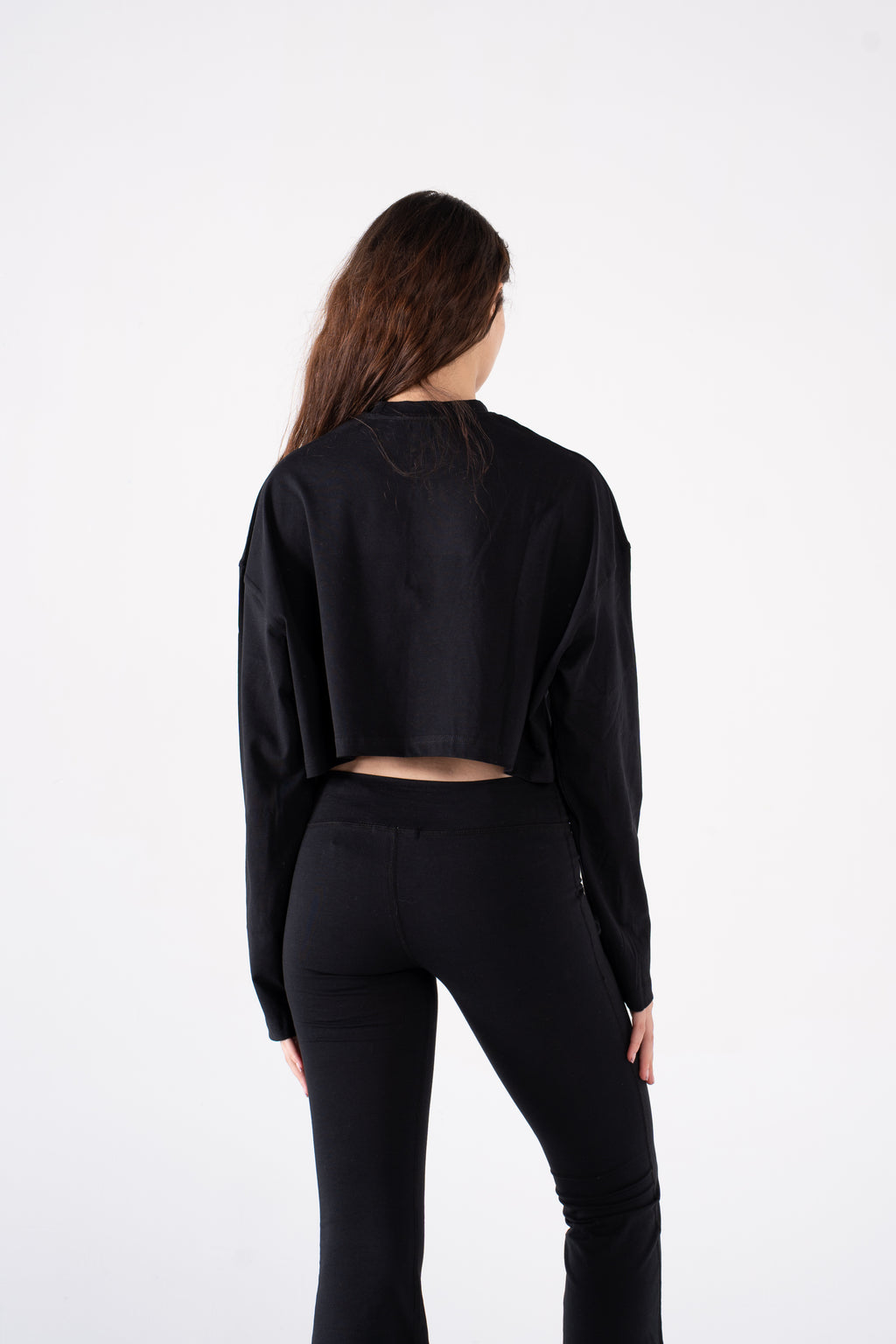 COTTON CROPPED LONG SLEEVE T-SHIRT