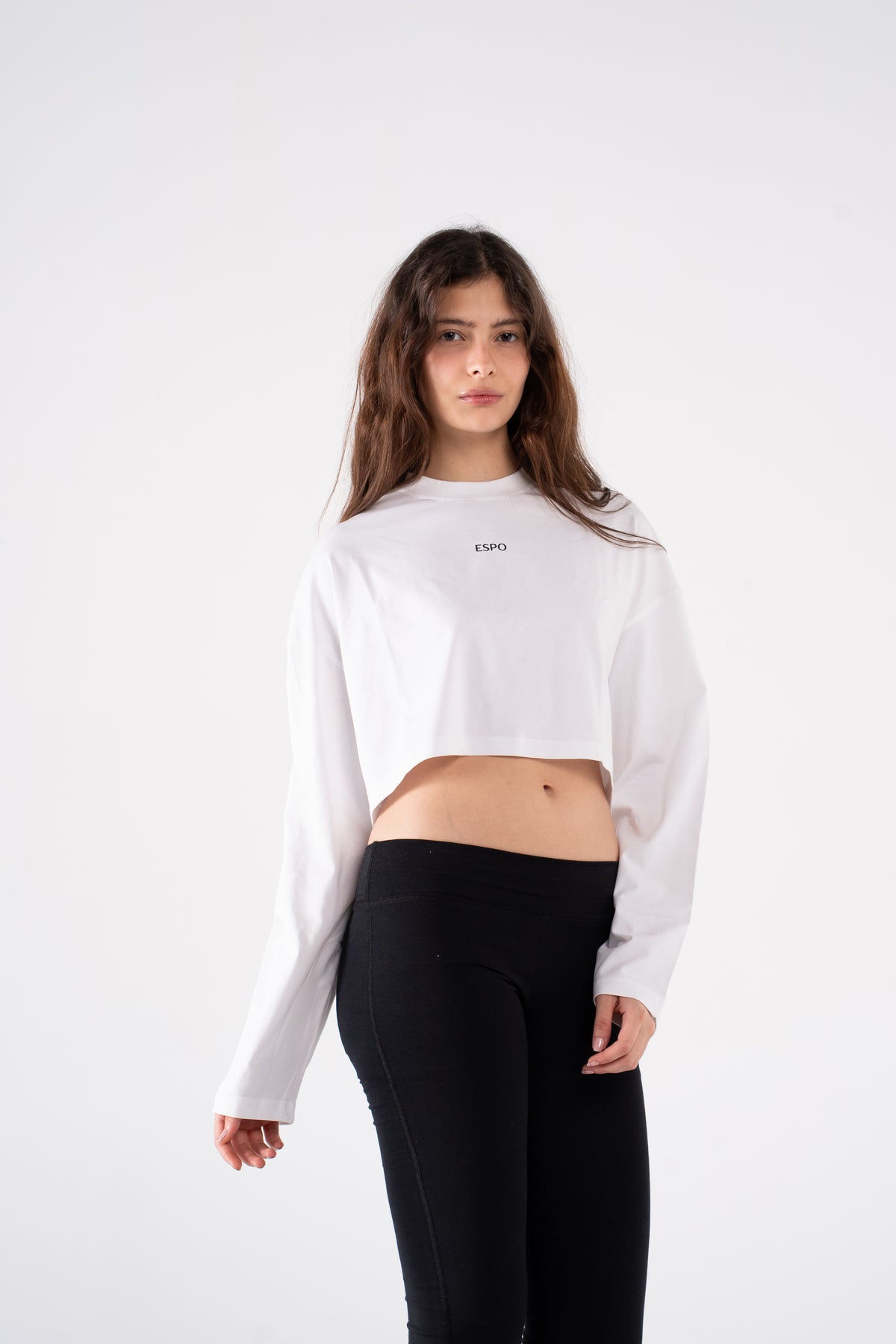 COTTON CROPPED LONG SLEEVE T-SHIRT