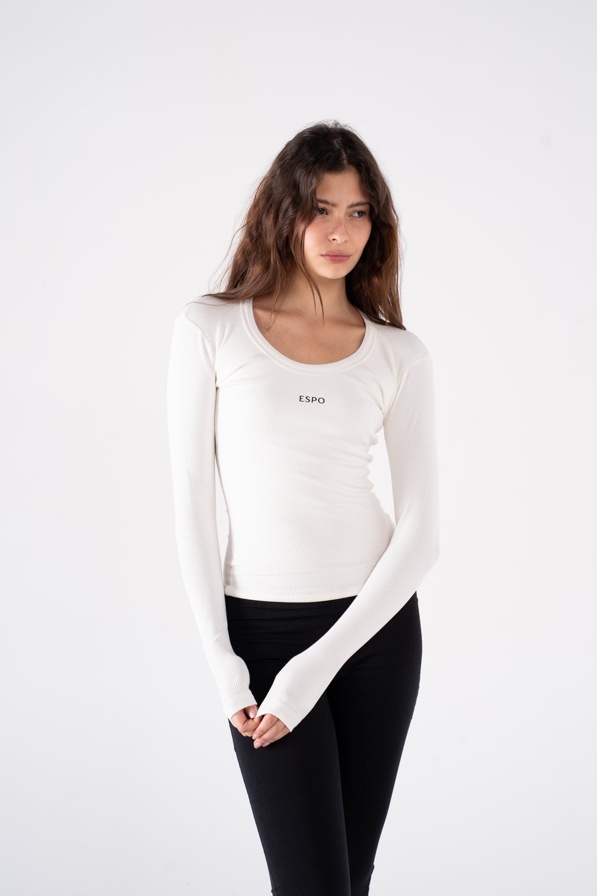 RIBBED WIDE NECK LONG SLEEVE