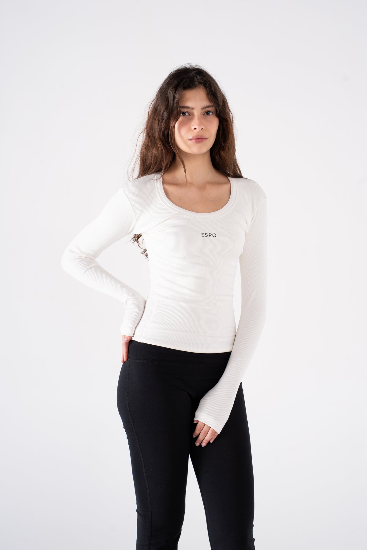 RIBBED WIDE NECK LONG SLEEVE
