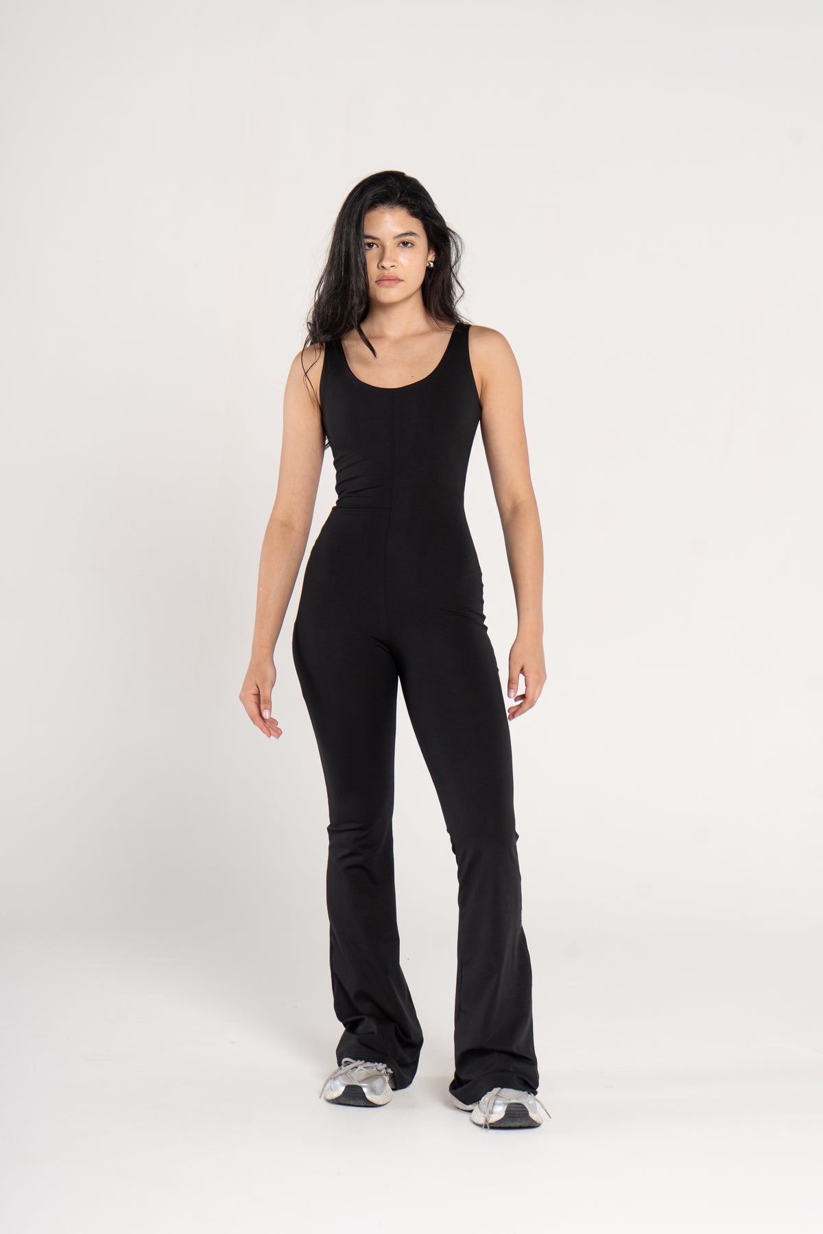 WIDE STRAP FLARED JUMPSUIT