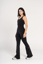 WIDE STRAP FLARED JUMPSUIT