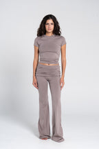 COTTON FOLD OVER YOGA PANTS