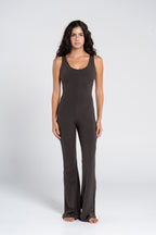 WIDE STRAP FLARED JUMPSUIT