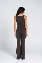 WIDE STRAP FLARED JUMPSUIT