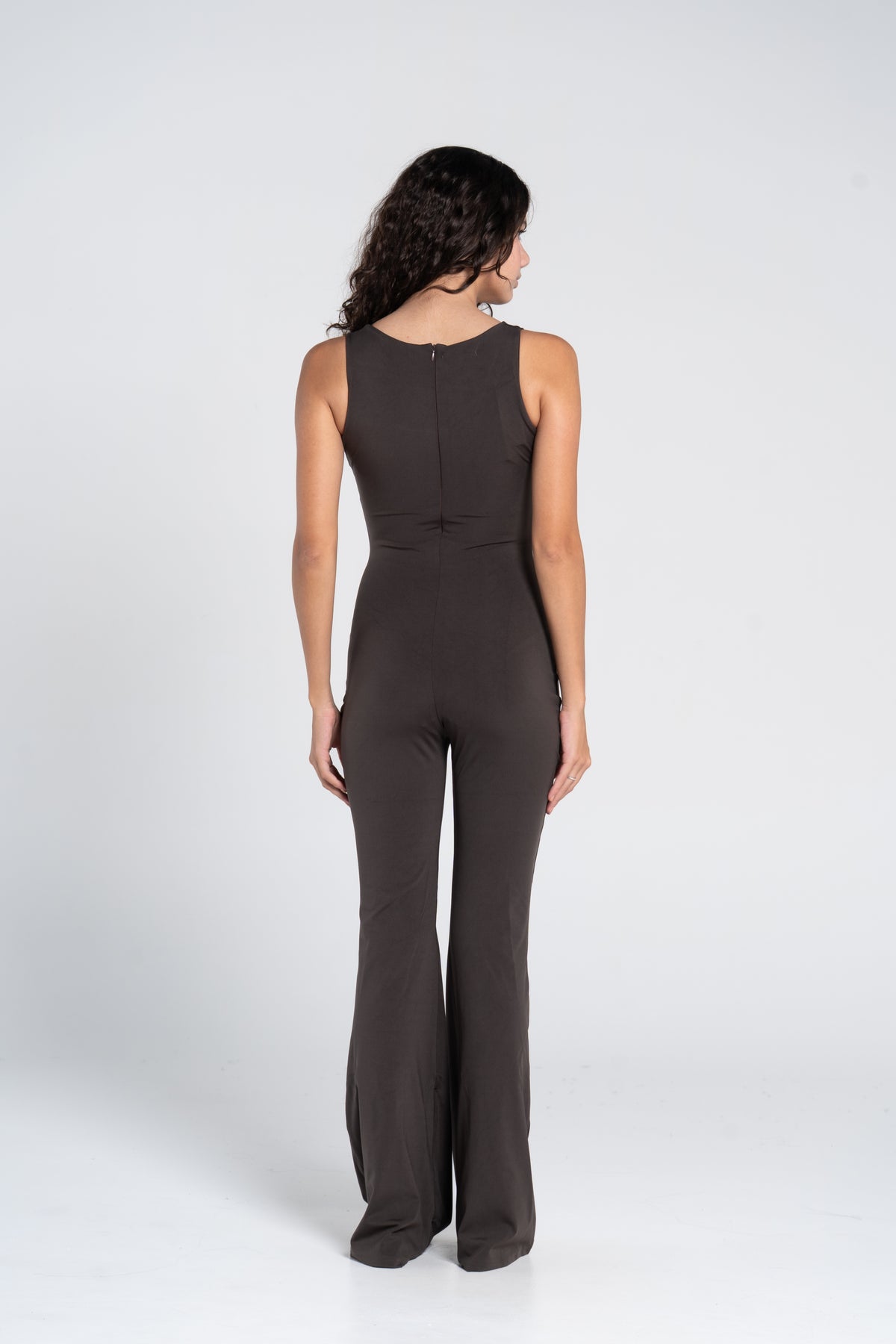 WIDE STRAP FLARED JUMPSUIT
