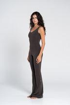 WIDE STRAP FLARED JUMPSUIT