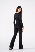 RUCHED LONG SLEEVE JUMPSUIT