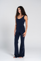 WIDE STRAP FLARED JUMPSUIT