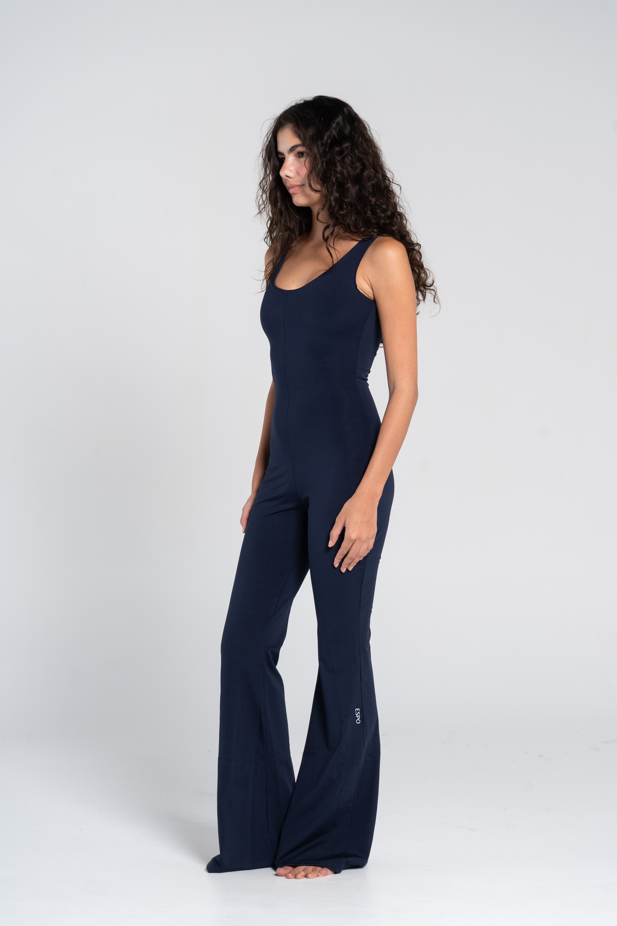 WIDE STRAP FLARED JUMPSUIT