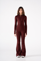 HIGH NECK FLARED LONG SLEEVE JUMPSUIT